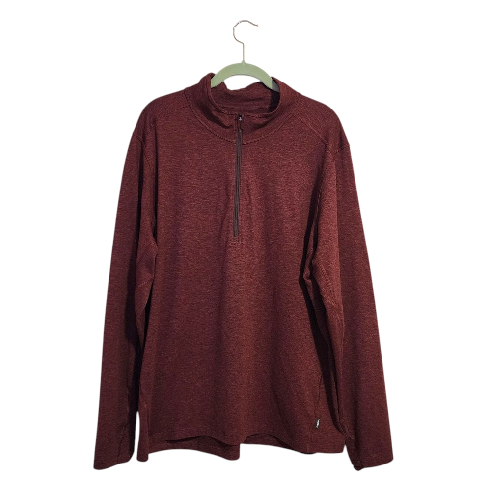 REI CO-OP Quarter-Zip Pullover long sleeve athleisure top in brown XL‎